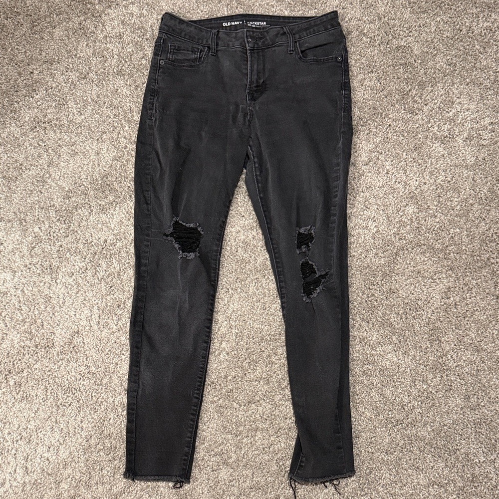 Old Navy Black Ripped Skinny Jeans